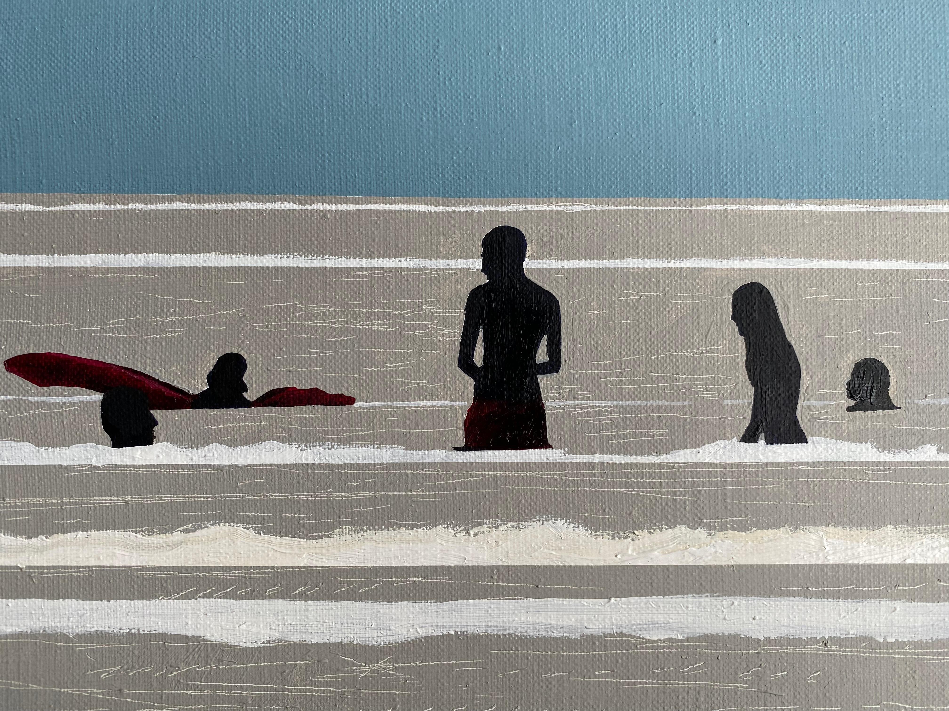 Glare 2 - Modern Figurative Joyfull Oil Painting, Sea View, Waves For Sale 4