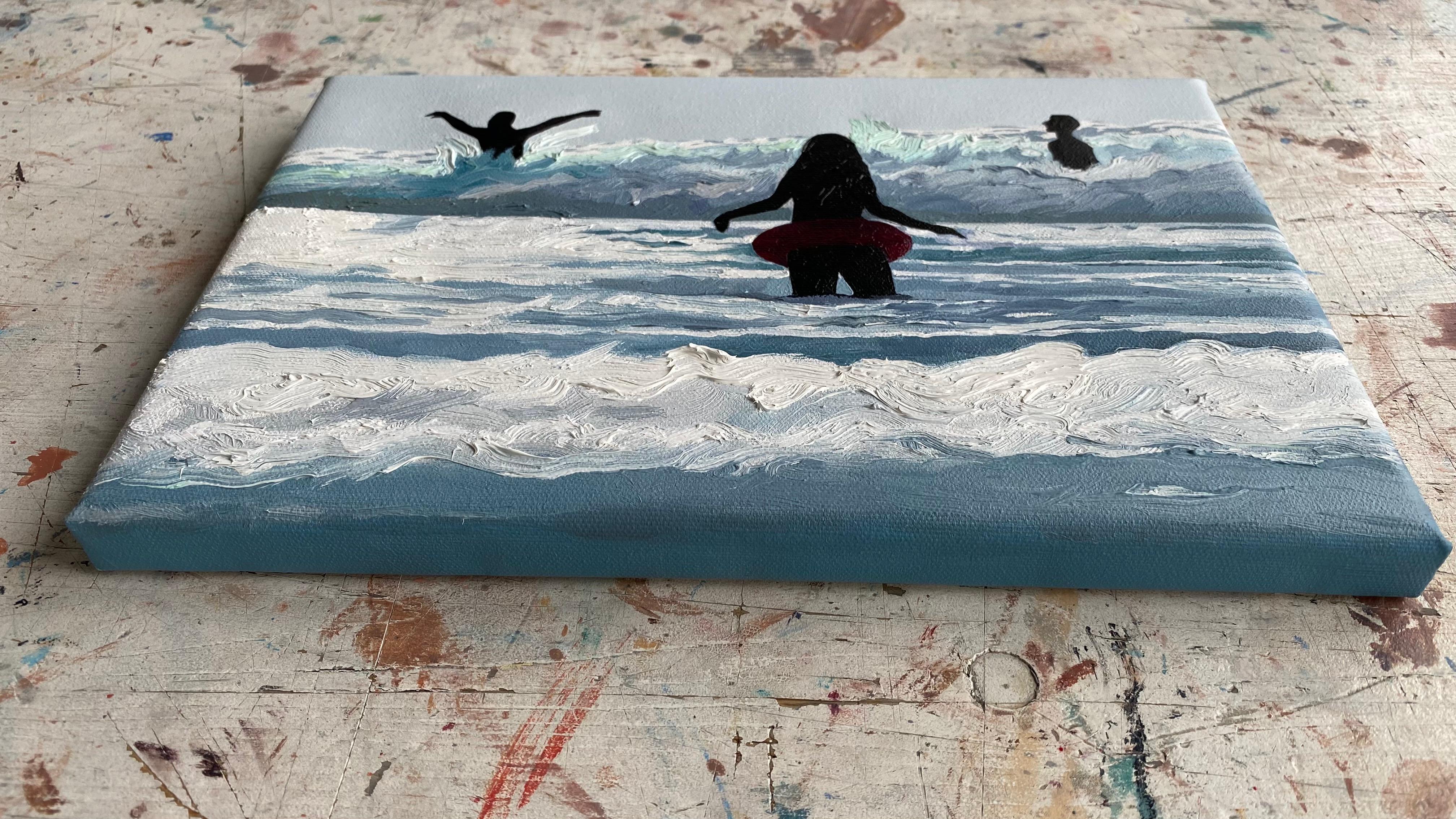 Glare 3 - Modern Figurative Joyfull Oil Painting, Sea View, Waves For Sale 1
