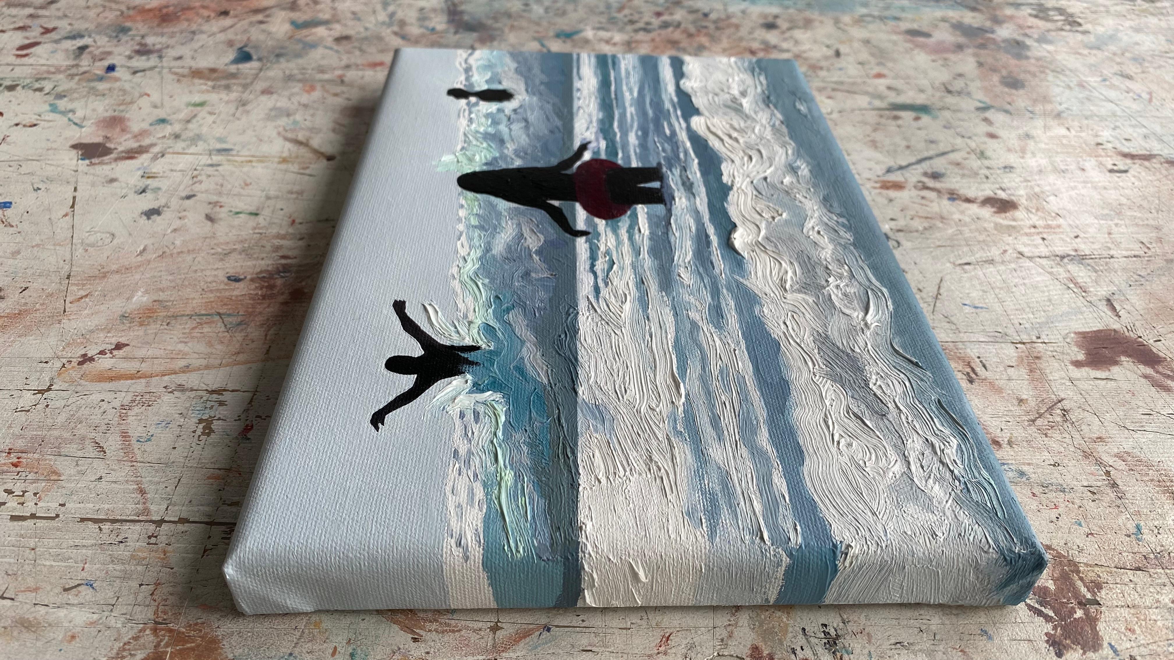 Glare 3 - Modern Figurative Joyfull Oil Painting, Sea View, Waves For Sale 3