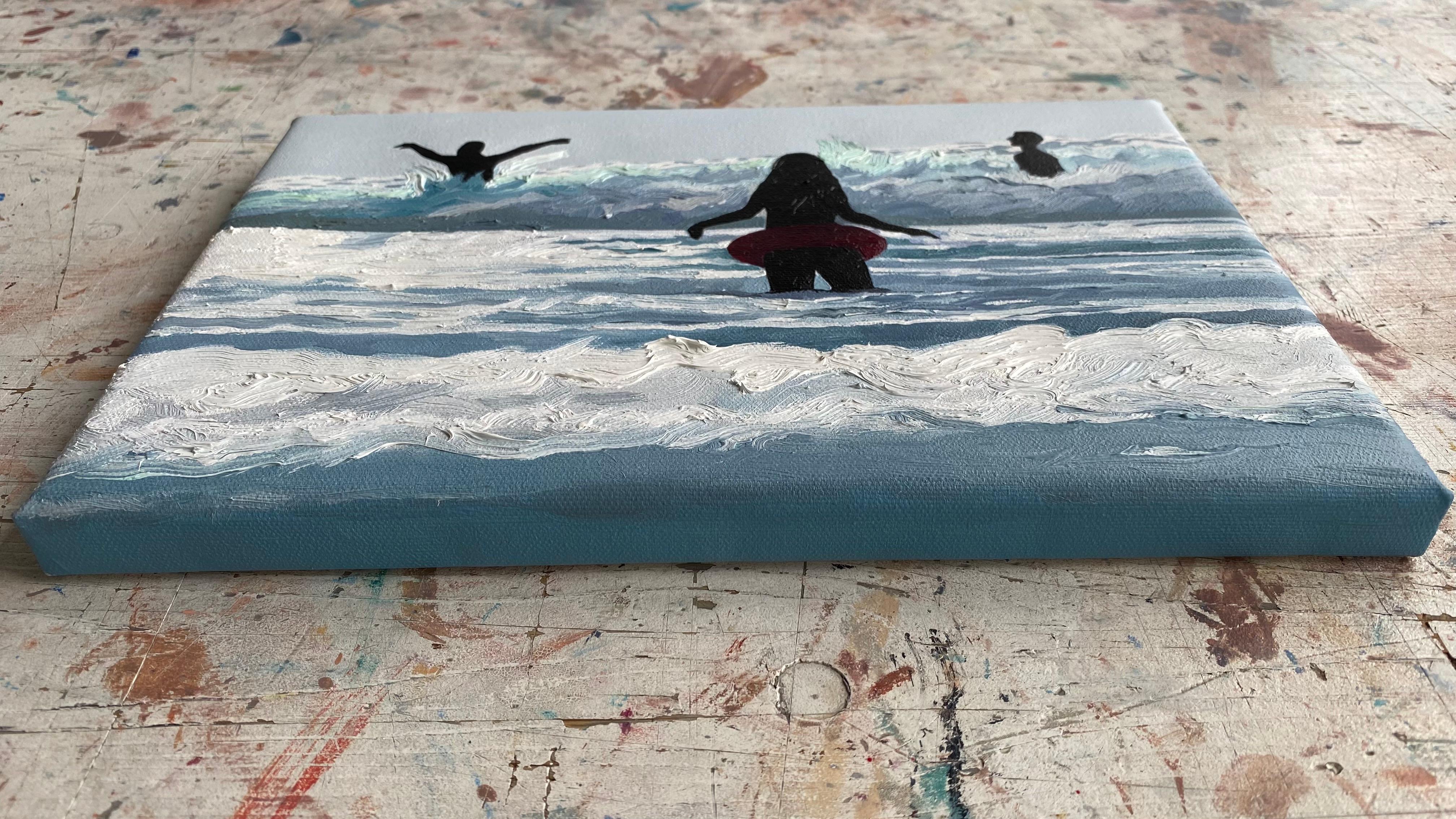 Glare 3 - Modern Figurative Joyfull Oil Painting, Sea View, Waves For Sale 4