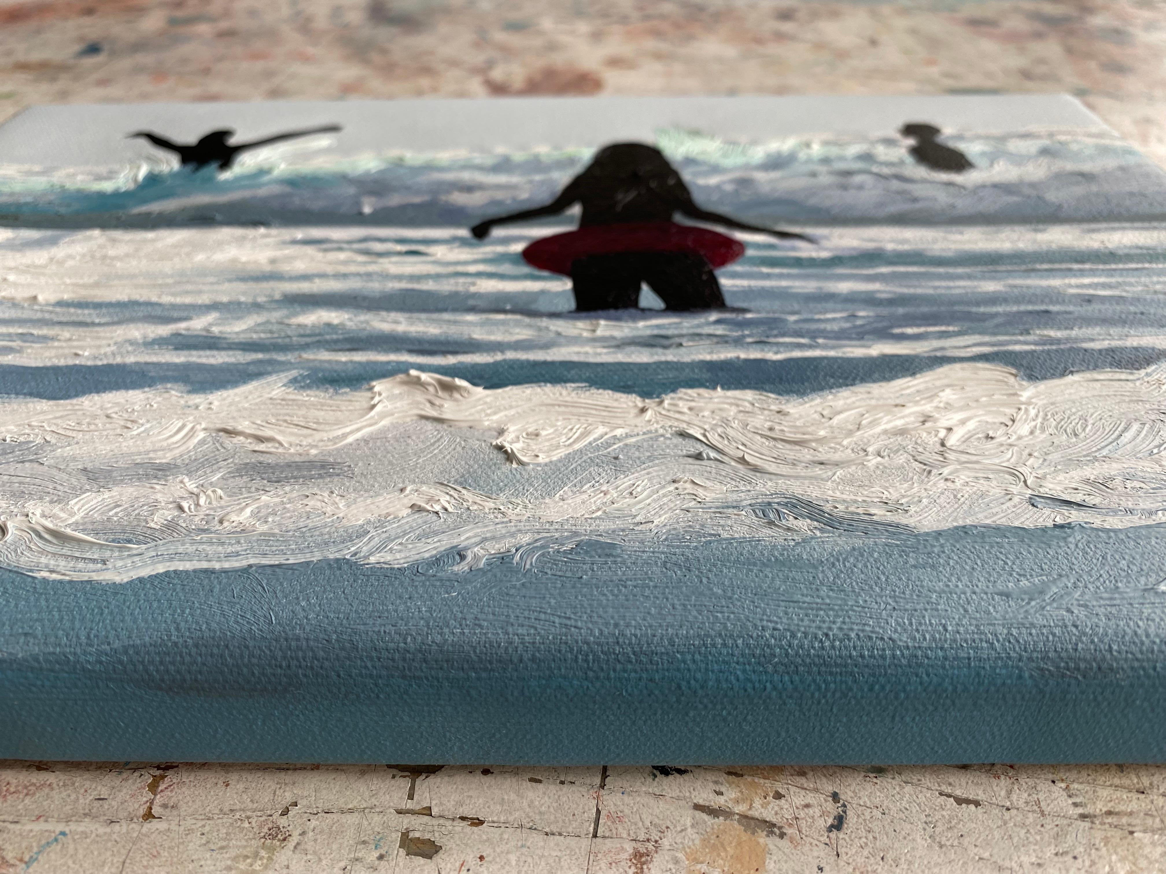 Glare 3 - Modern Figurative Joyfull Oil Painting, Sea View, Waves For Sale 5