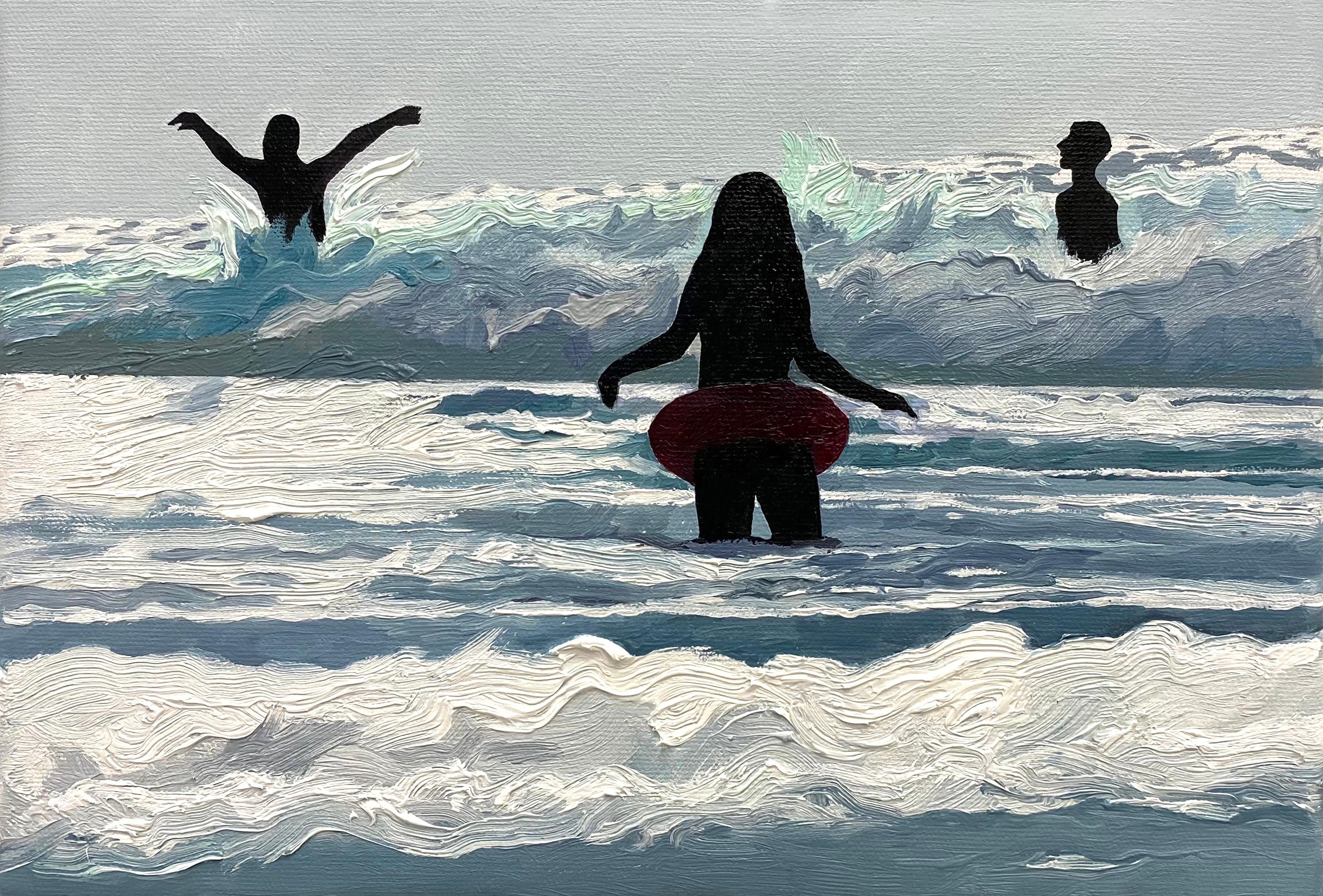 Julita Malinowska Landscape Painting - Glare 3 - Modern Figurative Joyfull Oil Painting, Sea View, Waves