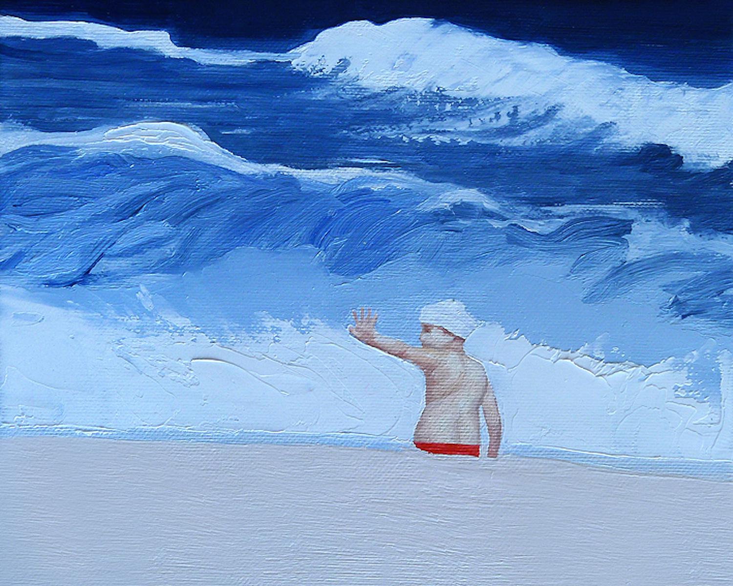 Julita Malinowska Figurative Painting - Joy II - Contemporary Figurative Oil Painting, Sea View, Realism, Joyful, Child
