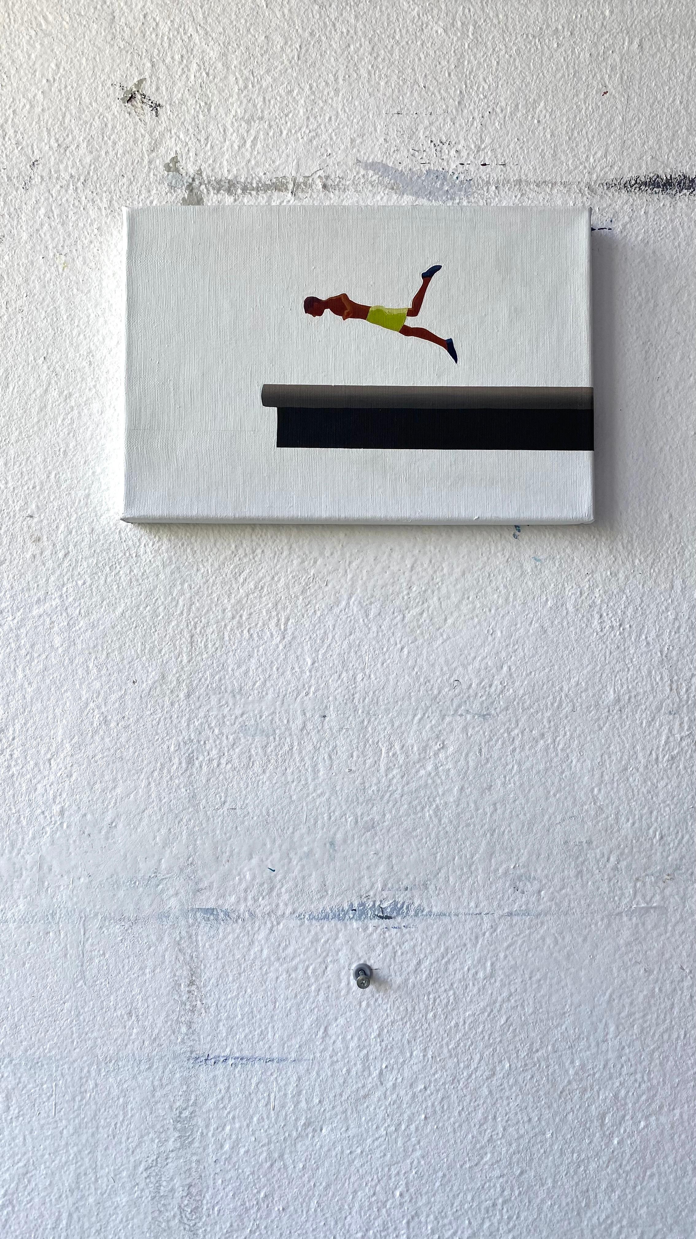 Jump 8 - Modern Figurative Minimalistic Oil Painting, Sea View, Realism For Sale 2