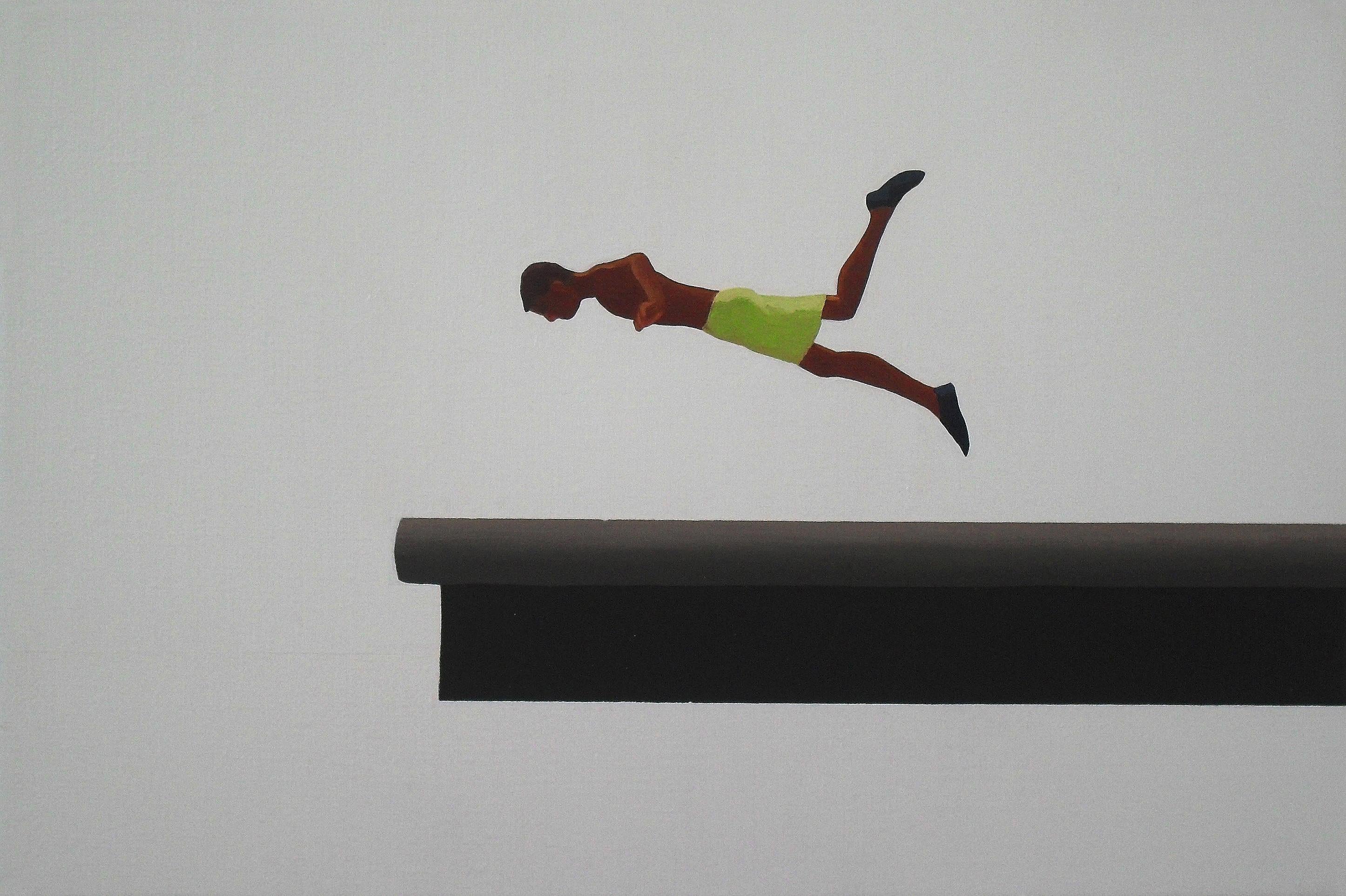 Jump 8 - Modern Figurative Minimalistic Oil Painting, Sea View, Realism