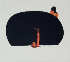 Jump II - Peinture à l'huile figurative minimaliste moderne, vue de la mer, réalisme
