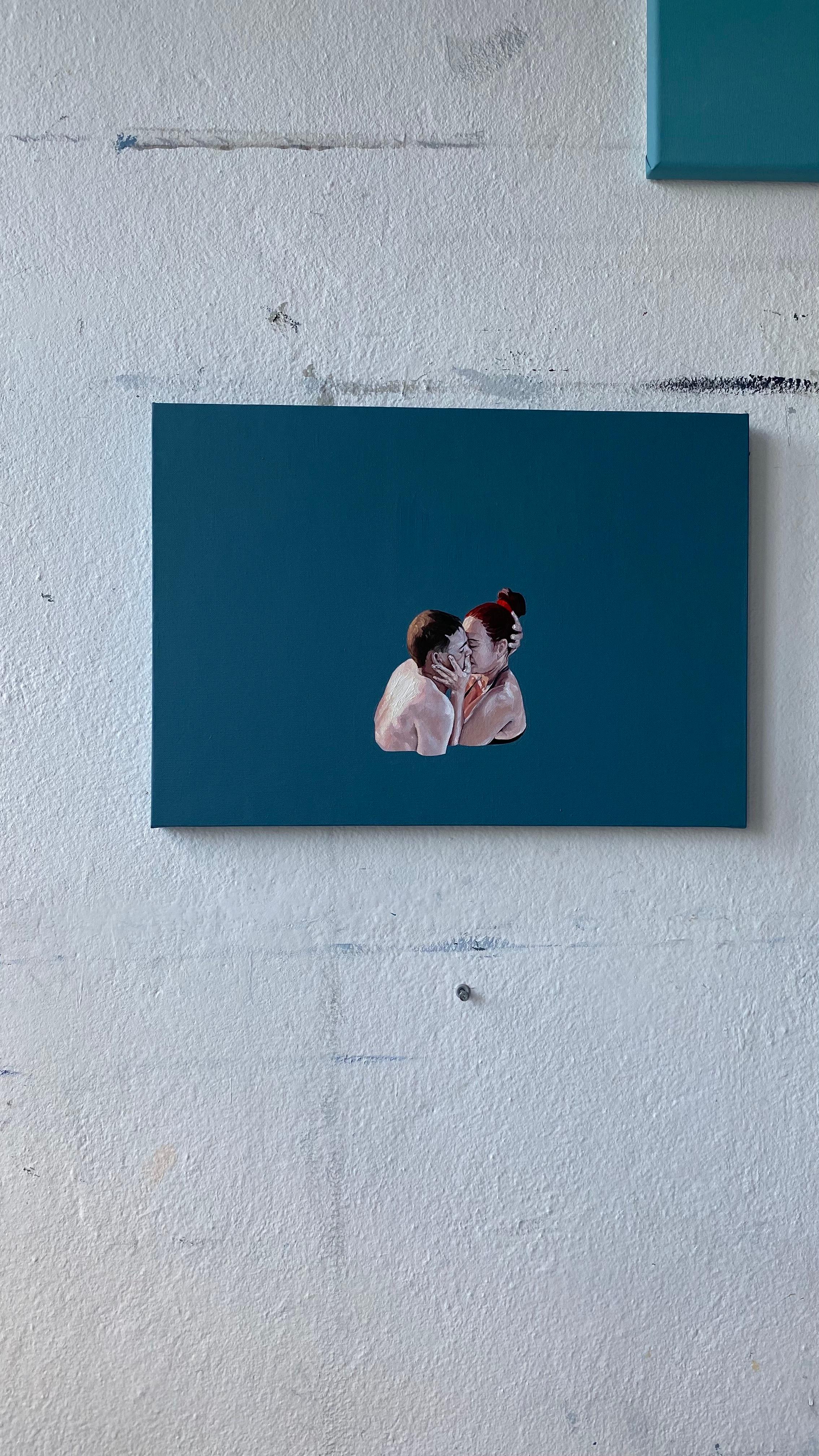 Kiss – Zeitgenössisches figuratives Ölgemälde, Liebe, Freude, Realismus, Minimalismus  (Fotorealismus), Painting, von Julita Malinowska