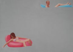 Kitch – Modernes figuratives Ölgemälde, Meeresansicht, Realismus, Meeresschwebungen, Pastell 