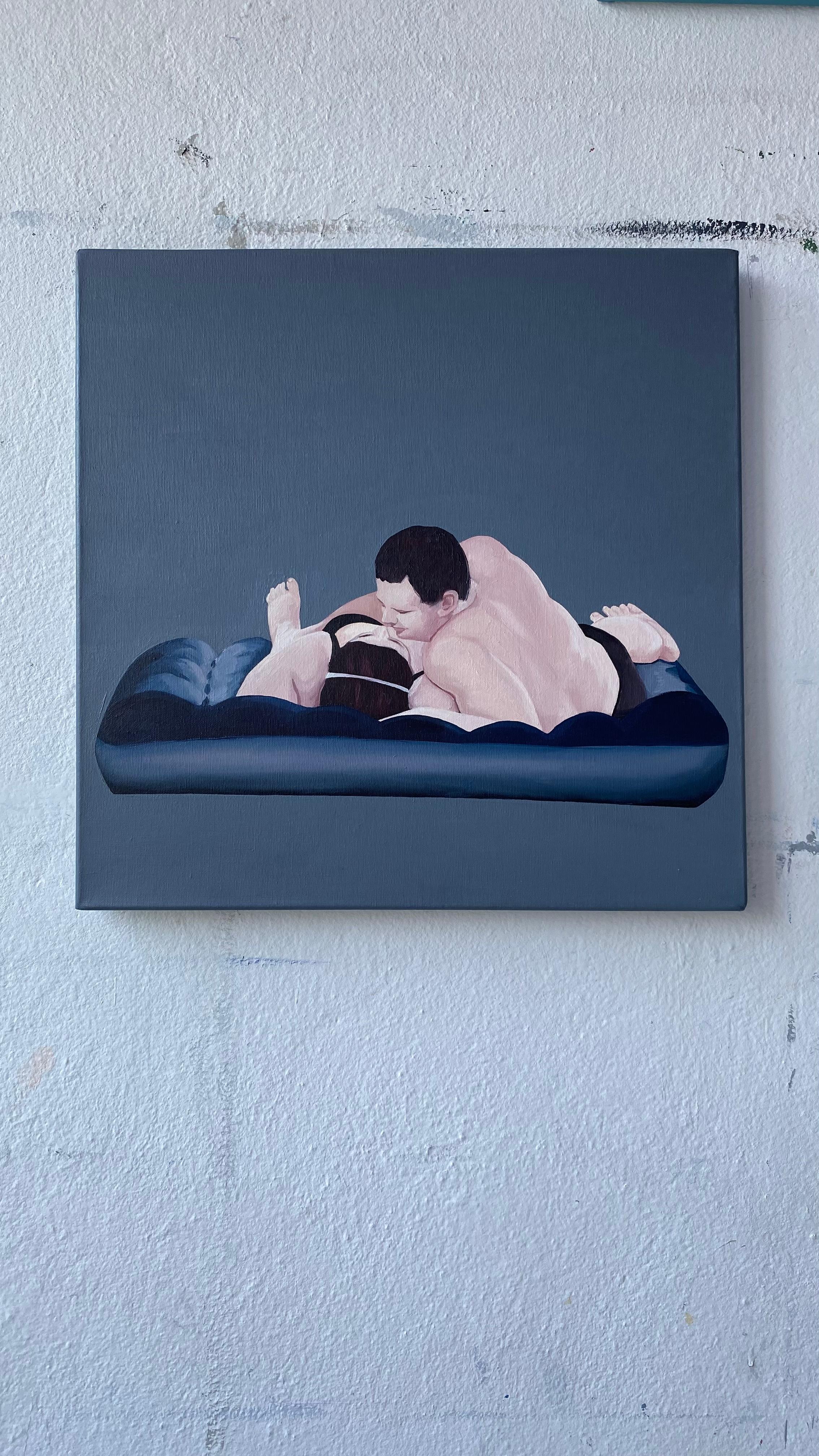 Love - Peinture à l'huile figurative contemporaine, réalisme, vue sur la mer, minimalisme - Noir Figurative Painting par Julita Malinowska