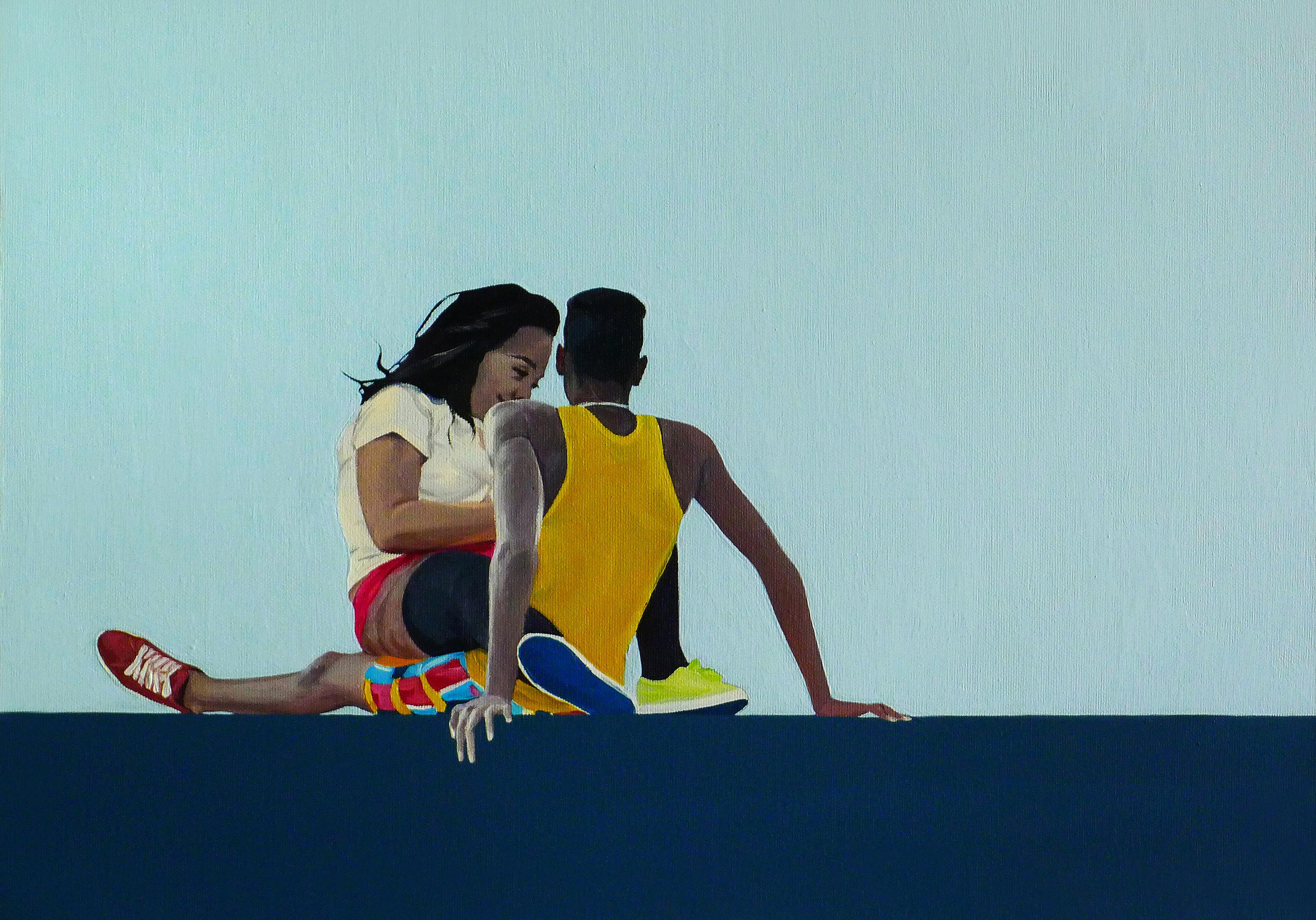 Julita Malinowska Landscape Painting - Malecon La Habana - Contemporary Figurative Oil Painting, Love, Realism, Joyful 