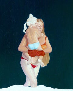 Maria Magdalena - Modern Figurative Oil Painting, Beach View, Realism, Mother