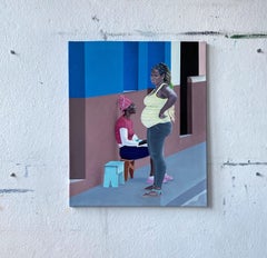 Mum II - Modern Figurative Oil Painting, Realism, City Scape, Women, Street Art