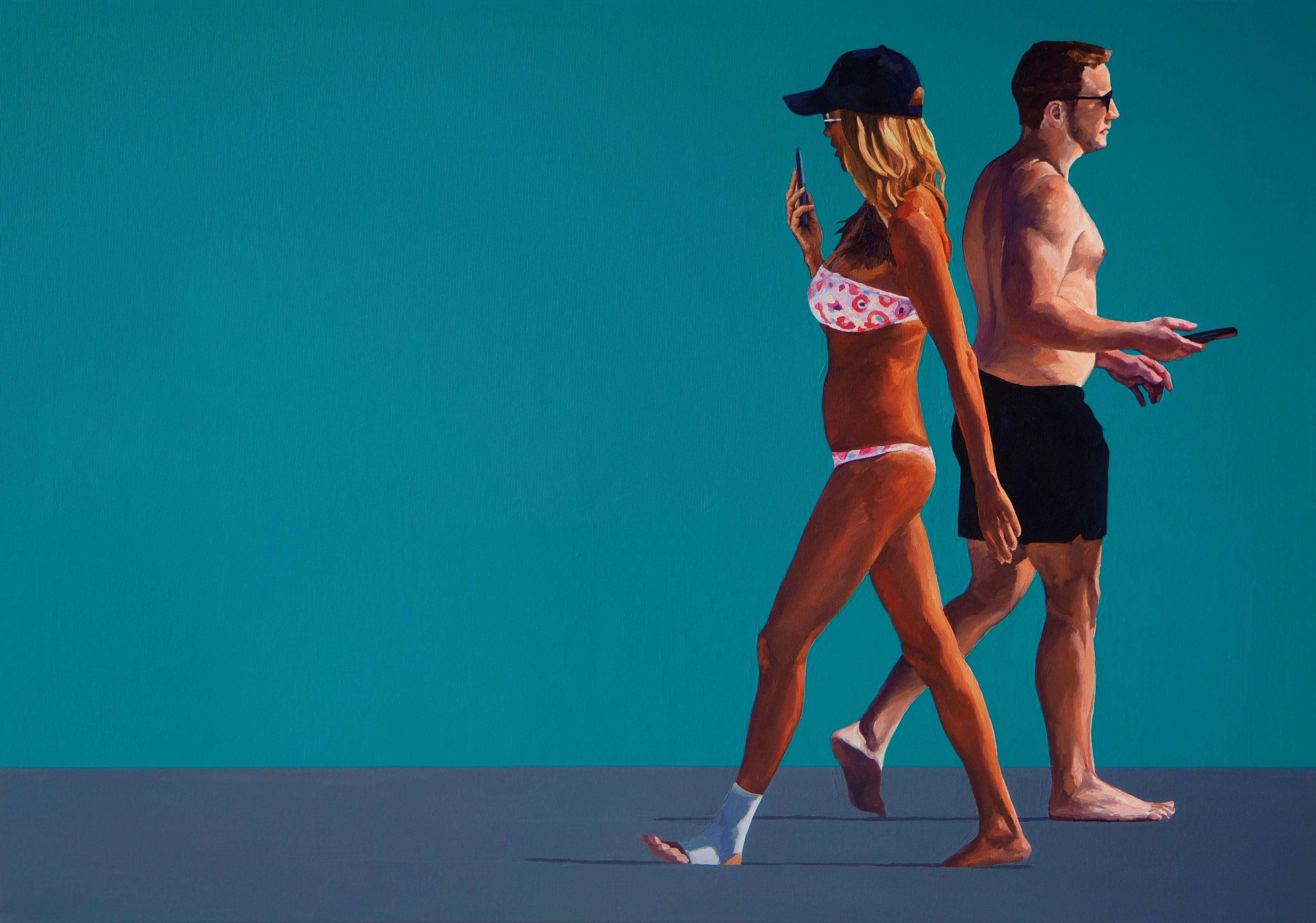 Figurative Painting di Julita Malinowska - Passaggio - Pittura a olio figurativa contemporanea, vista sul mare, realismo, spiaggia