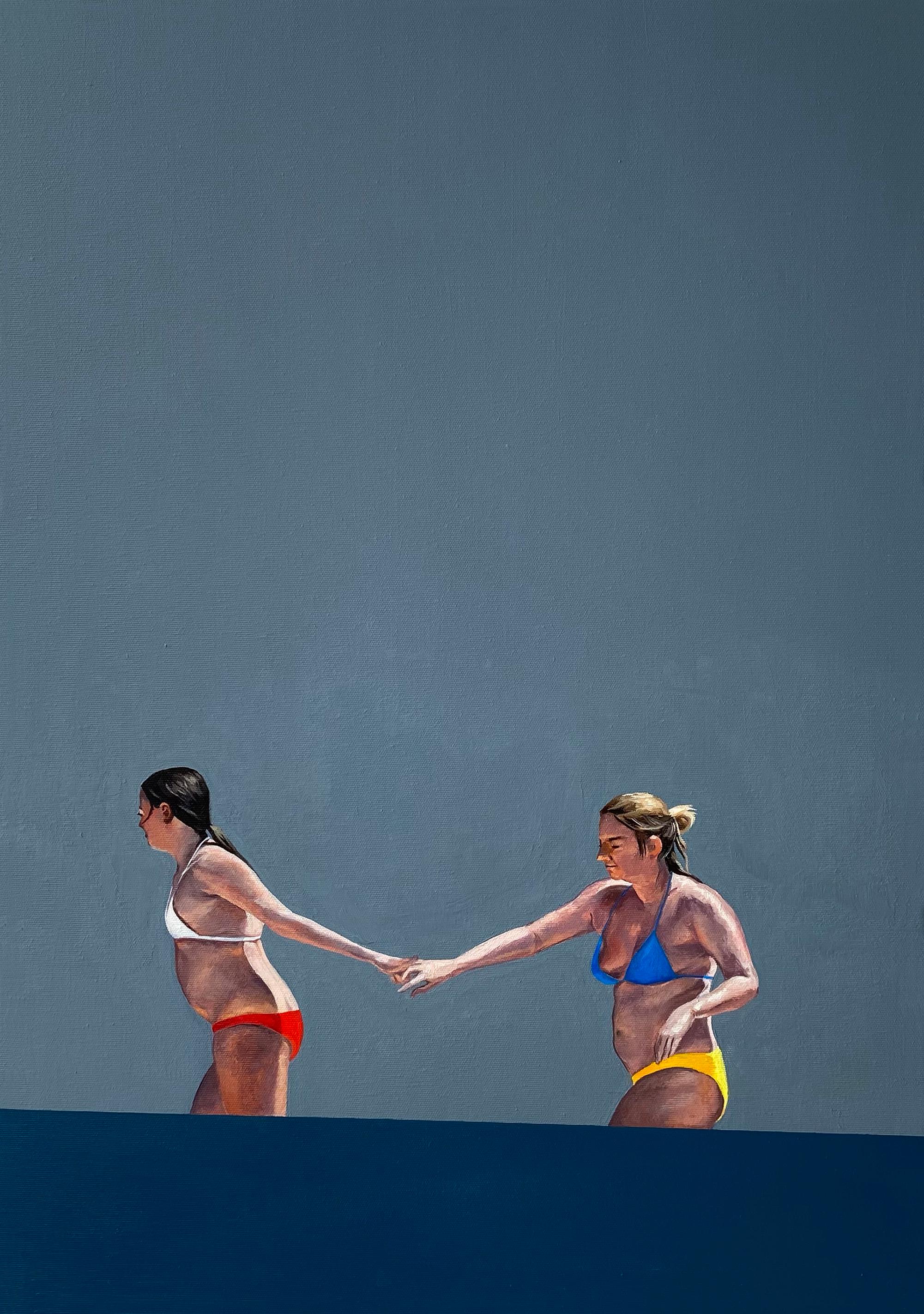 Julita Malinowska Figurative Painting - Peace I, - Modern Figurative Oil Painting, Beach View, Landscape, Sea View