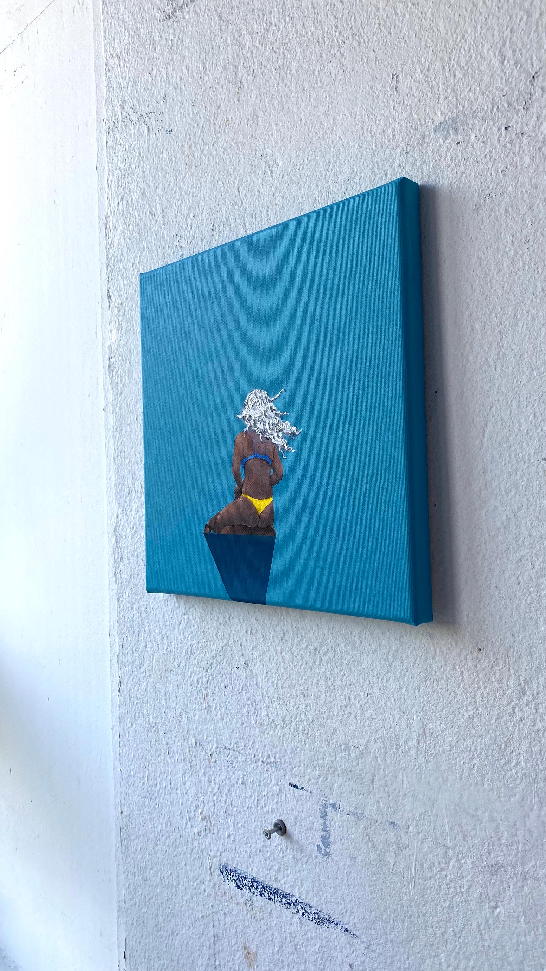 Peace IX, - Modern Figurative Oil Painting, Beach View, Landscape, Sea View - Blue Figurative Painting by Julita Malinowska