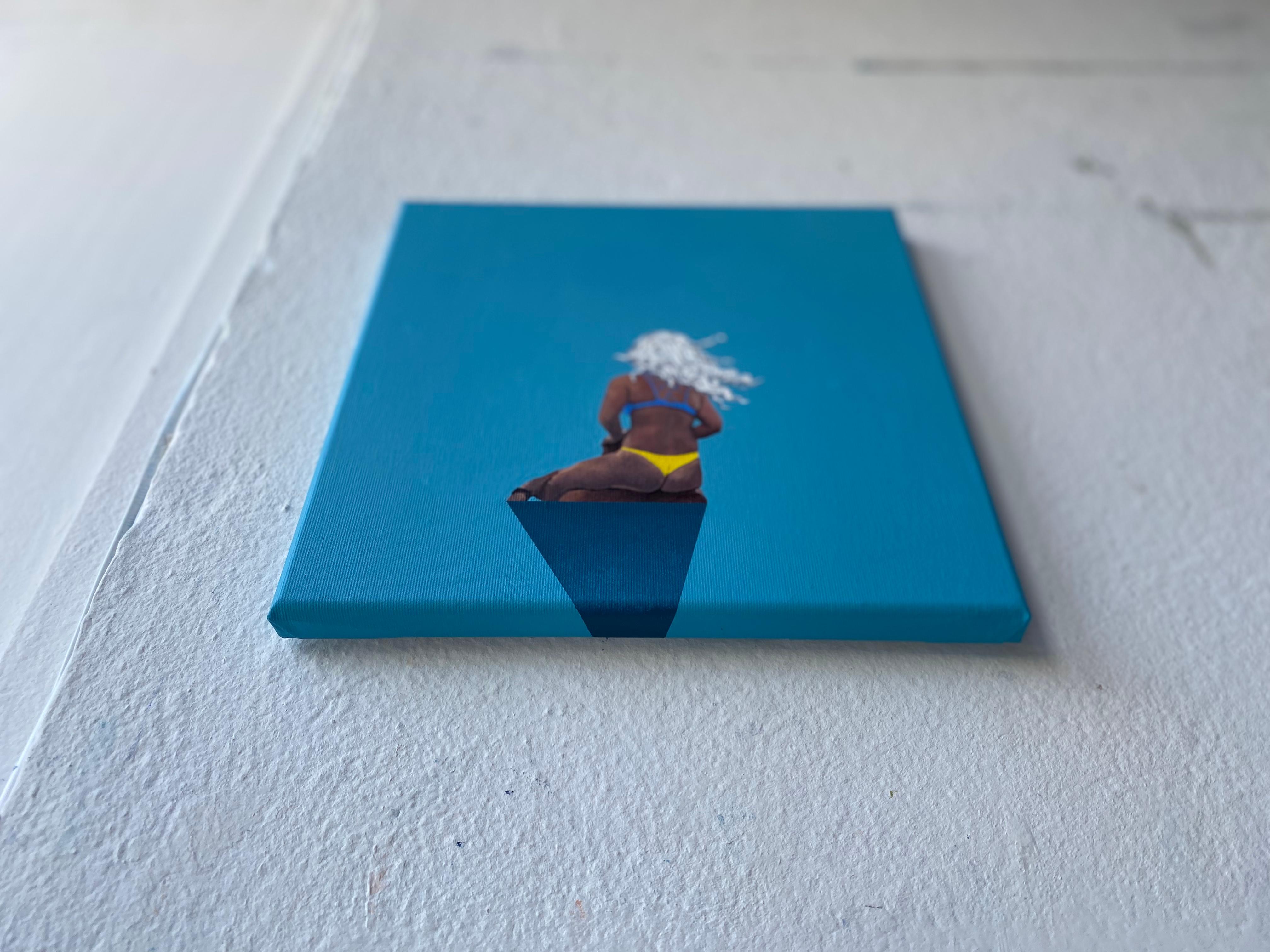 Peace IX, peinture à l'huile figurative moderne, vue de plage, paysage, vue sur la mer - Bleu Figurative Painting par Julita Malinowska