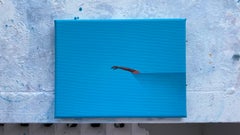Peace XV - Modern Figurative Oil Painting, Swimmer, Water Landscape, Sea View
