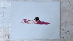 Spaghetto da piscina - Pittura a olio figurativa moderna, vista sulla spiaggia, realismo, paesaggio marino