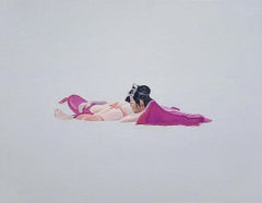 Spaghetto da piscina - Pittura a olio figurativa moderna, vista sulla spiaggia, realismo, paesaggio marino