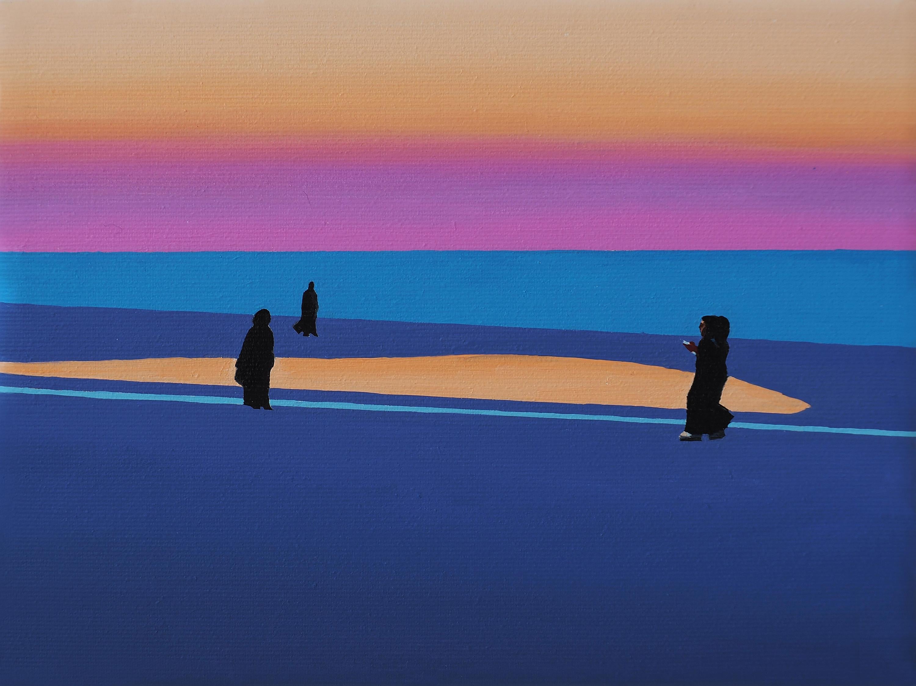 Landscape Painting de Julita Malinowska - Puesta de sol 3  - Pintura al óleo figurativa moderna, vista de paisaje, realismo colorista