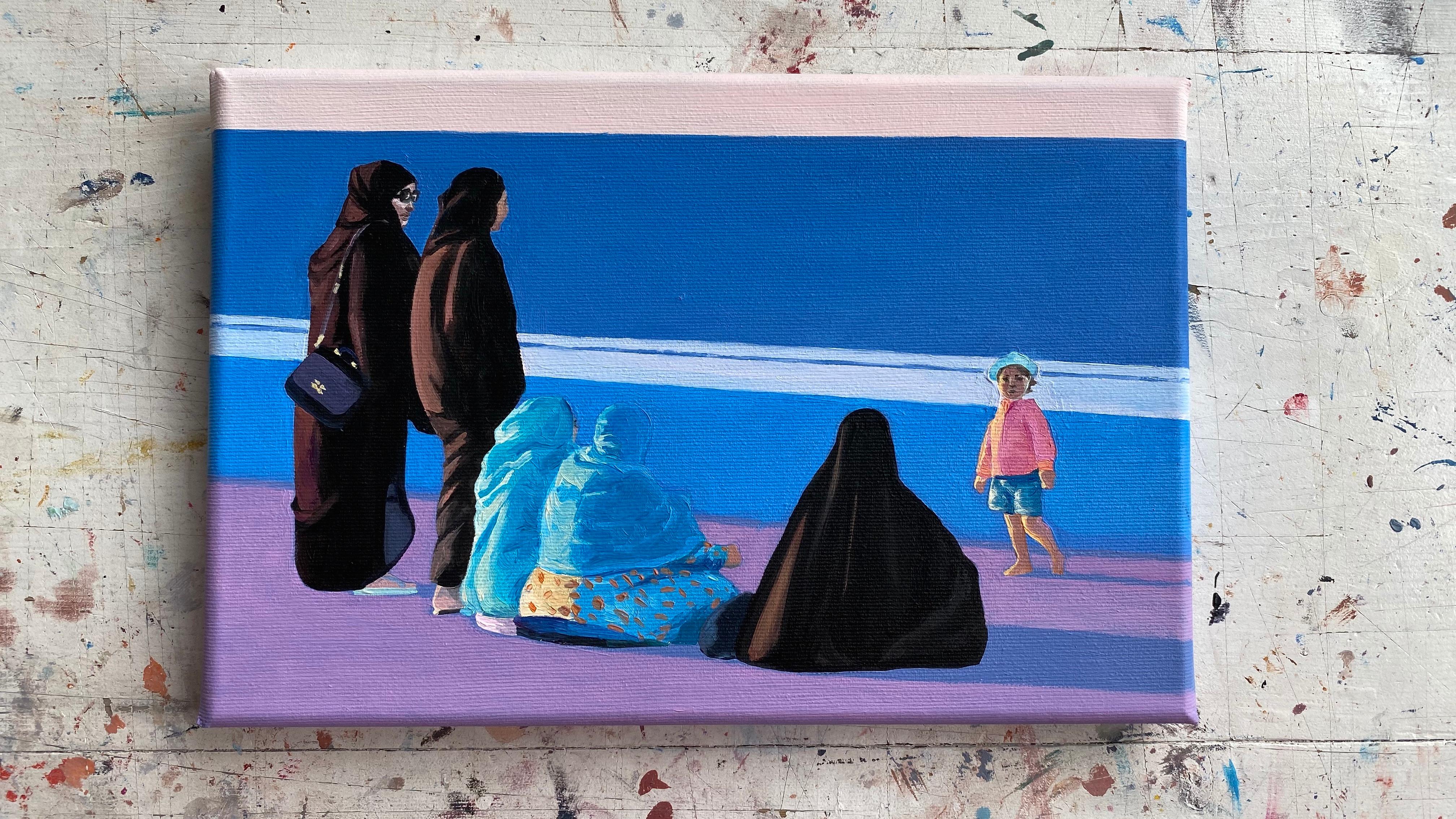 Sonnenuntergang 4  Modernes figuratives Ölgemälde, Landschaftsansicht, farbenfrohes Realismus – Painting von Julita Malinowska