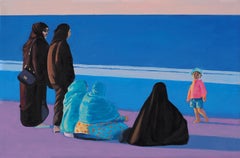 Coucher de soleil 4  - Peinture à l'huile figurative moderne, vue de paysage, réalisme coloré