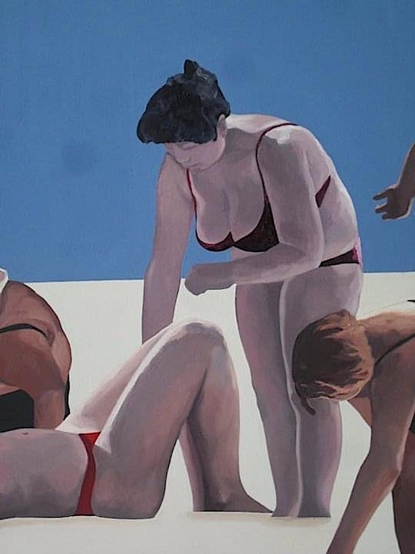 Dolcezze I  - Pittura di grande formato, pittura ad olio figurativa,  Spiaggia, Vista mare - Painting Contemporaneo di Julita Malinowska