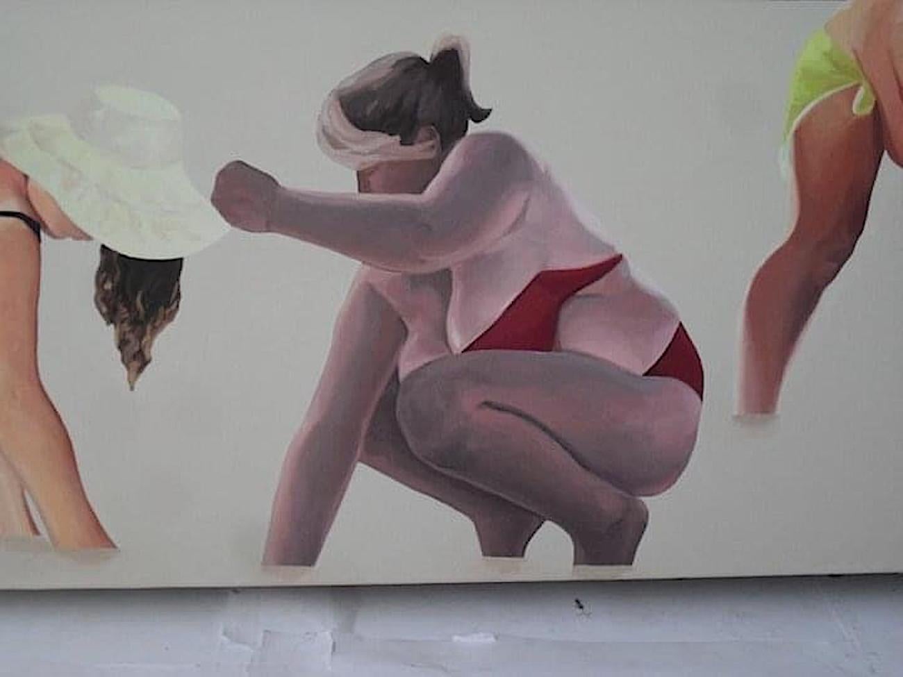 Dolcezze I  - Pittura di grande formato, pittura ad olio figurativa,  Spiaggia, Vista mare in vendita 1