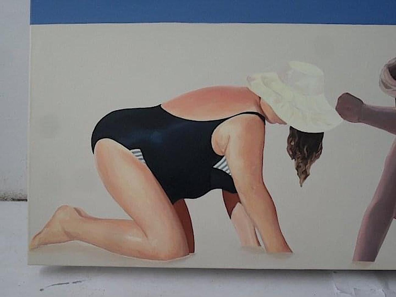 Dolcezze I  - Pittura di grande formato, pittura ad olio figurativa,  Spiaggia, Vista mare in vendita 2