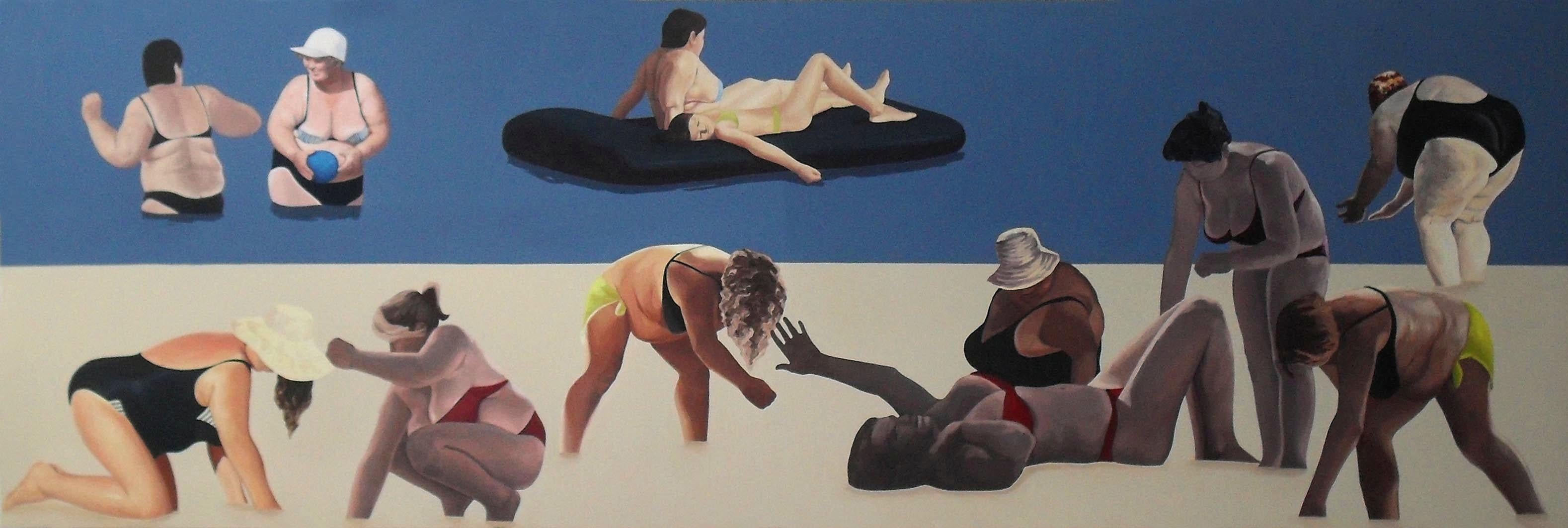 Sweeties I  - Large Format Painting, Figurative Oil Painting,  Beach, Sea View