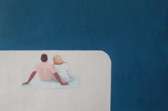 The Beach V - Modern Figurative Minimalistic Oil Painting, Sea View, Love