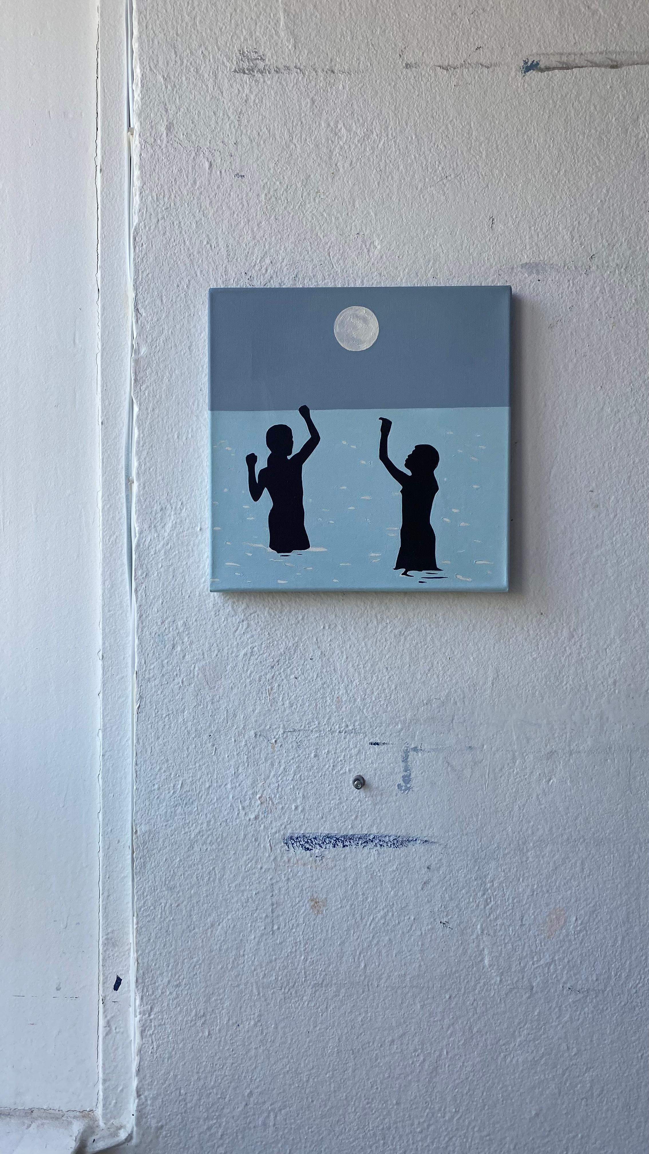 La Luna - Pintura al Óleo Figurativa Moderna, Vista al Mar, Paisaje, Arte Romántico - Painting de Julita Malinowska