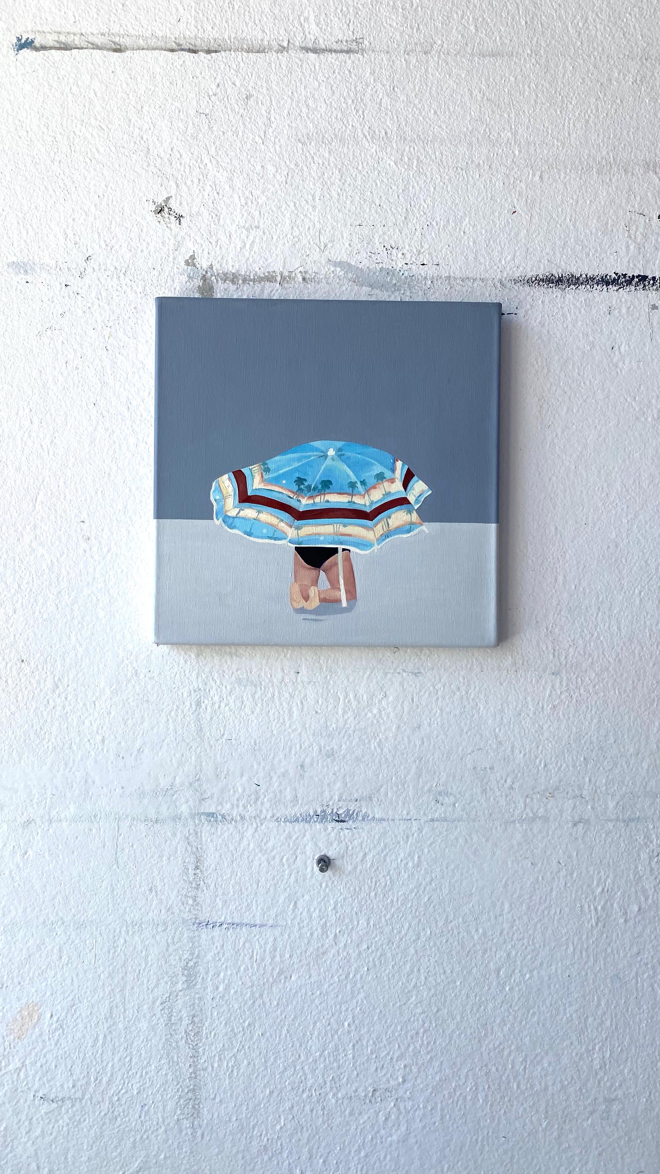 La prière - Peinture à l'huile figurative moderne, vue de plage, paysage, abat-jour - Contemporain Painting par Julita Malinowska