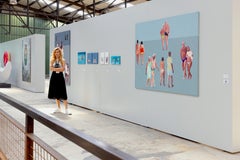 The Touch - Large Format Oil Painting, Modern Figurative Beach Landscape