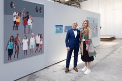 Tourism - Large Format Painting, Modern Figurative Oil Painting, Beach View