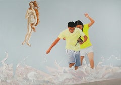 Venus 2 - Contemporary Figurative Oil Painting, Realism, Seascape, Botticelli