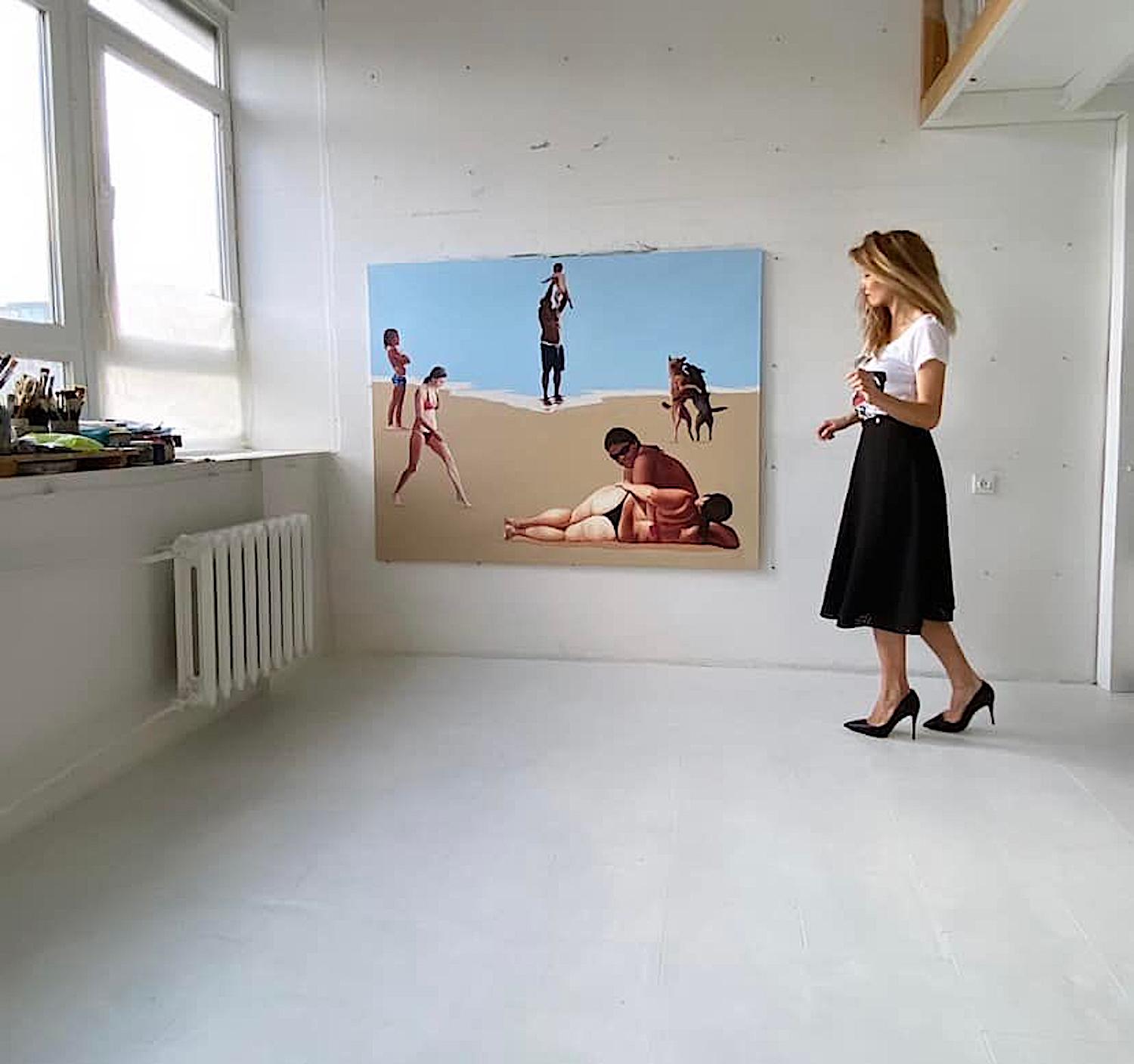 Victory I – Großformatiges Gemälde, zeitgenössisches figuratives Ölgemälde, Meer – Painting von Julita Malinowska