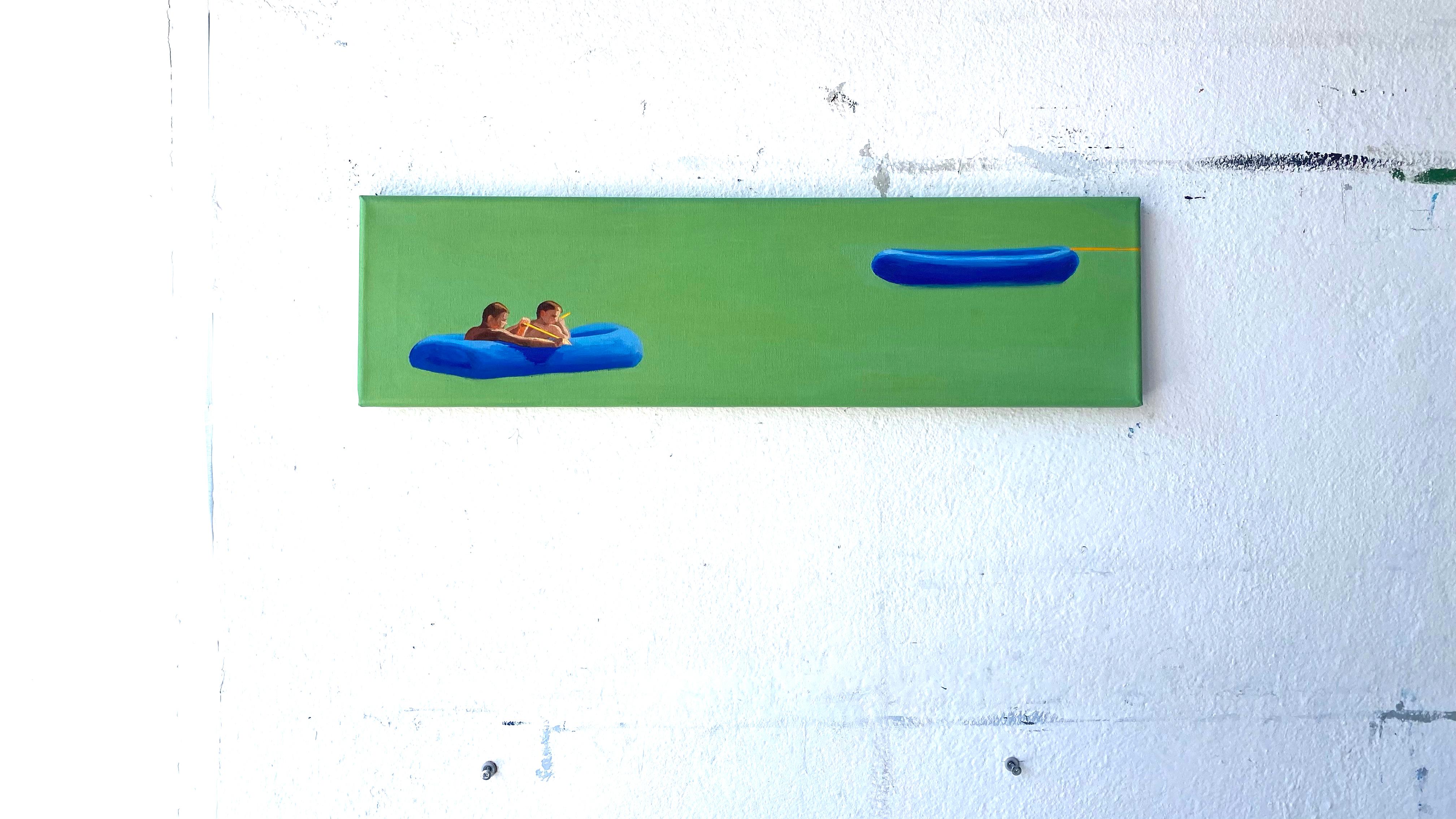 VII.2007 IV, En el barco 1 - Pintura al óleo figurativa moderna, Vista al mar, Paisaje - Painting de Julita Malinowska