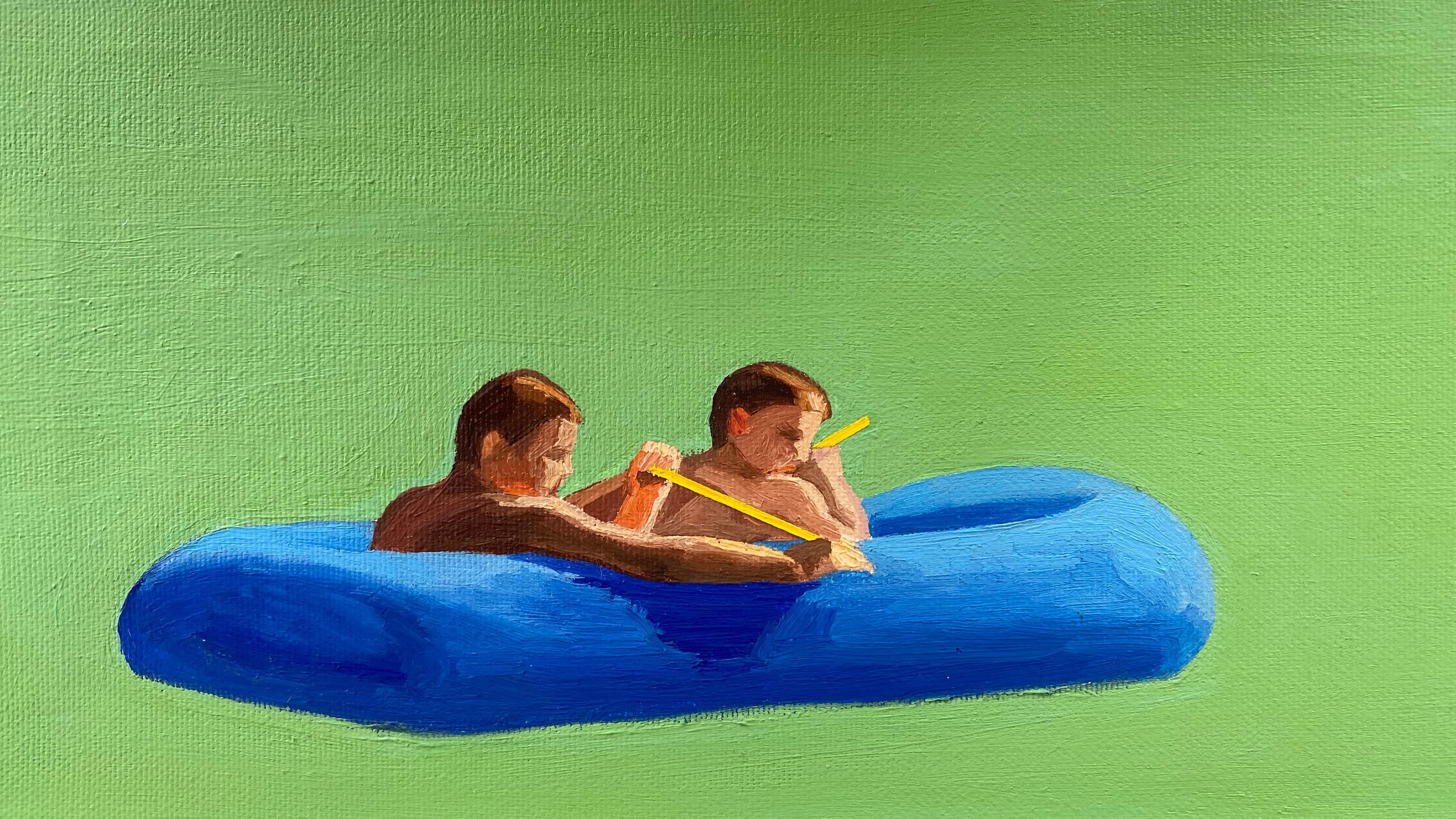 VII.2007 IV, In The Boat 1 - Modern Figurative Oil Painting, Sea View, Landscape For Sale 3