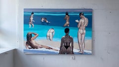 Dialogue V - Contemporary Figurative Oil Painting, Beach View, People, Nude