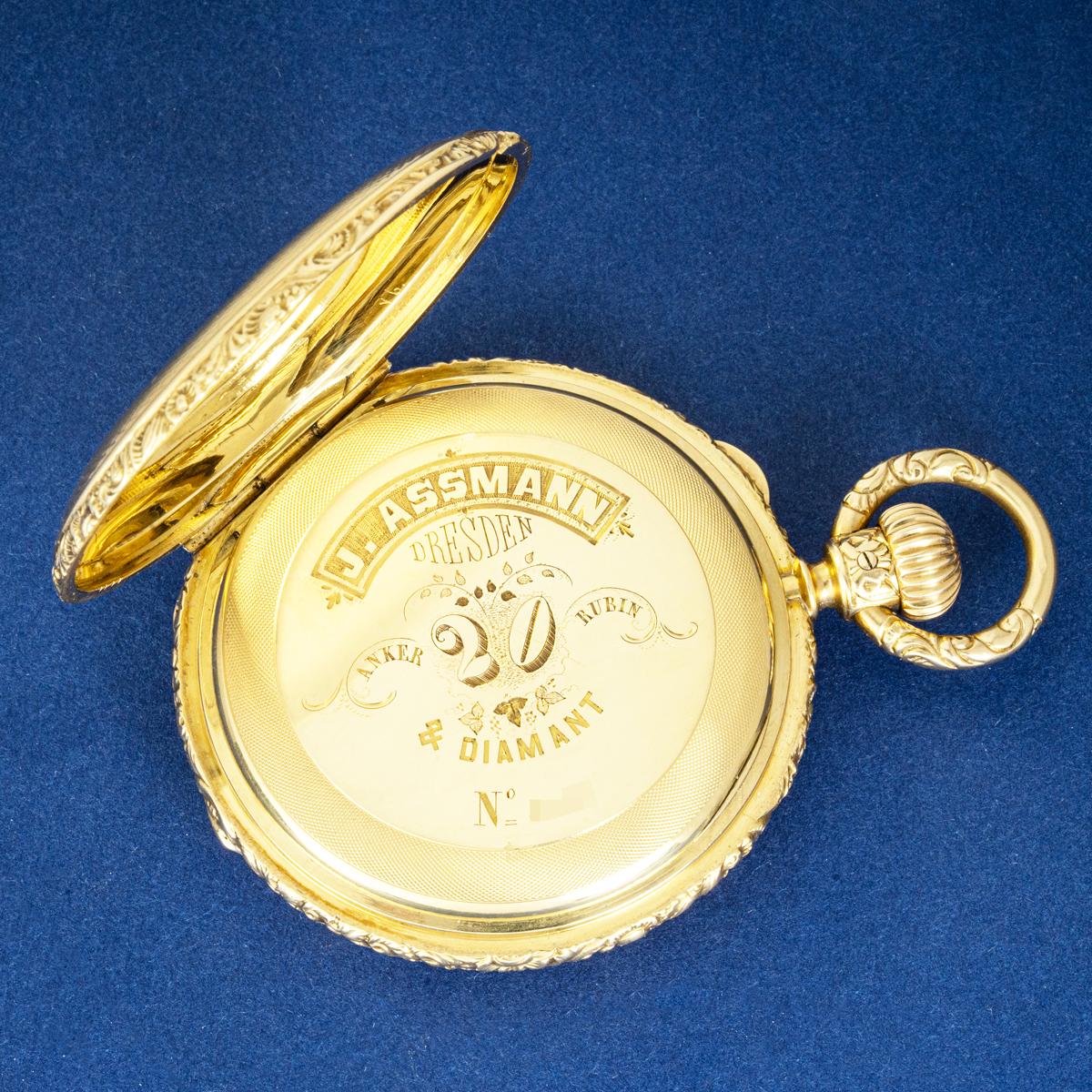 Julius Assmann. Eine schwere Gold Full Hunter Taschenuhr C1880s Herren im Angebot