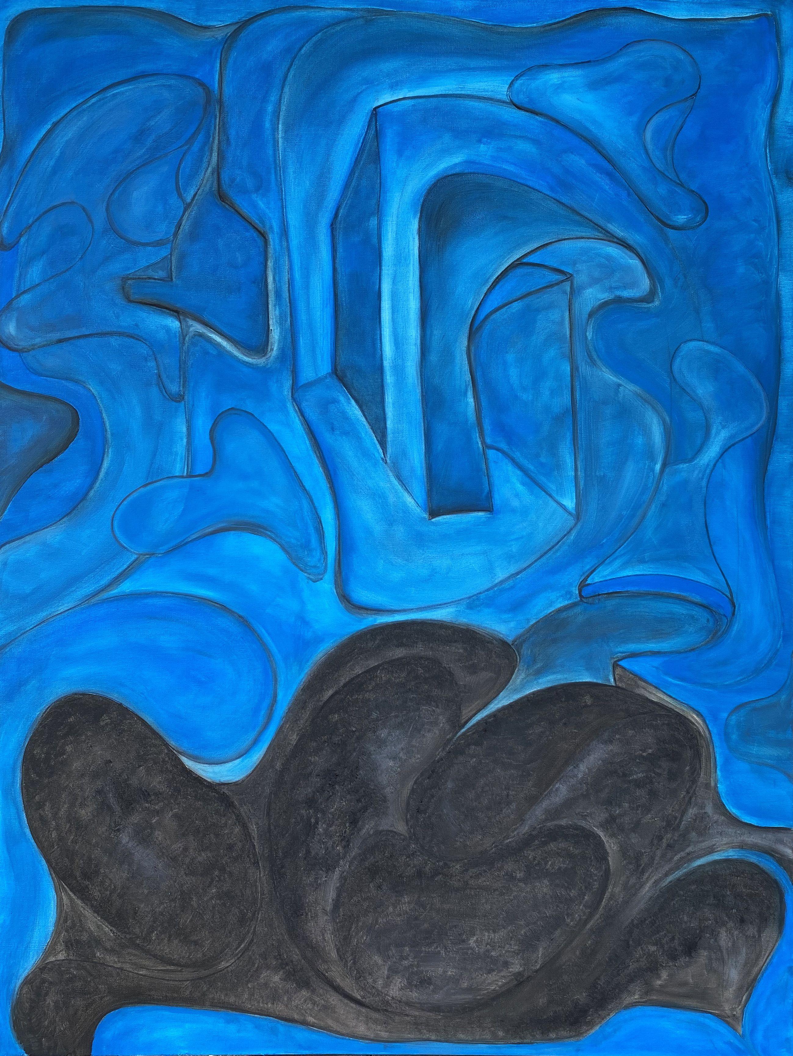 Abstract Painting di Julius Babilonia - Blu Rothko, Pittura, Olio su tela