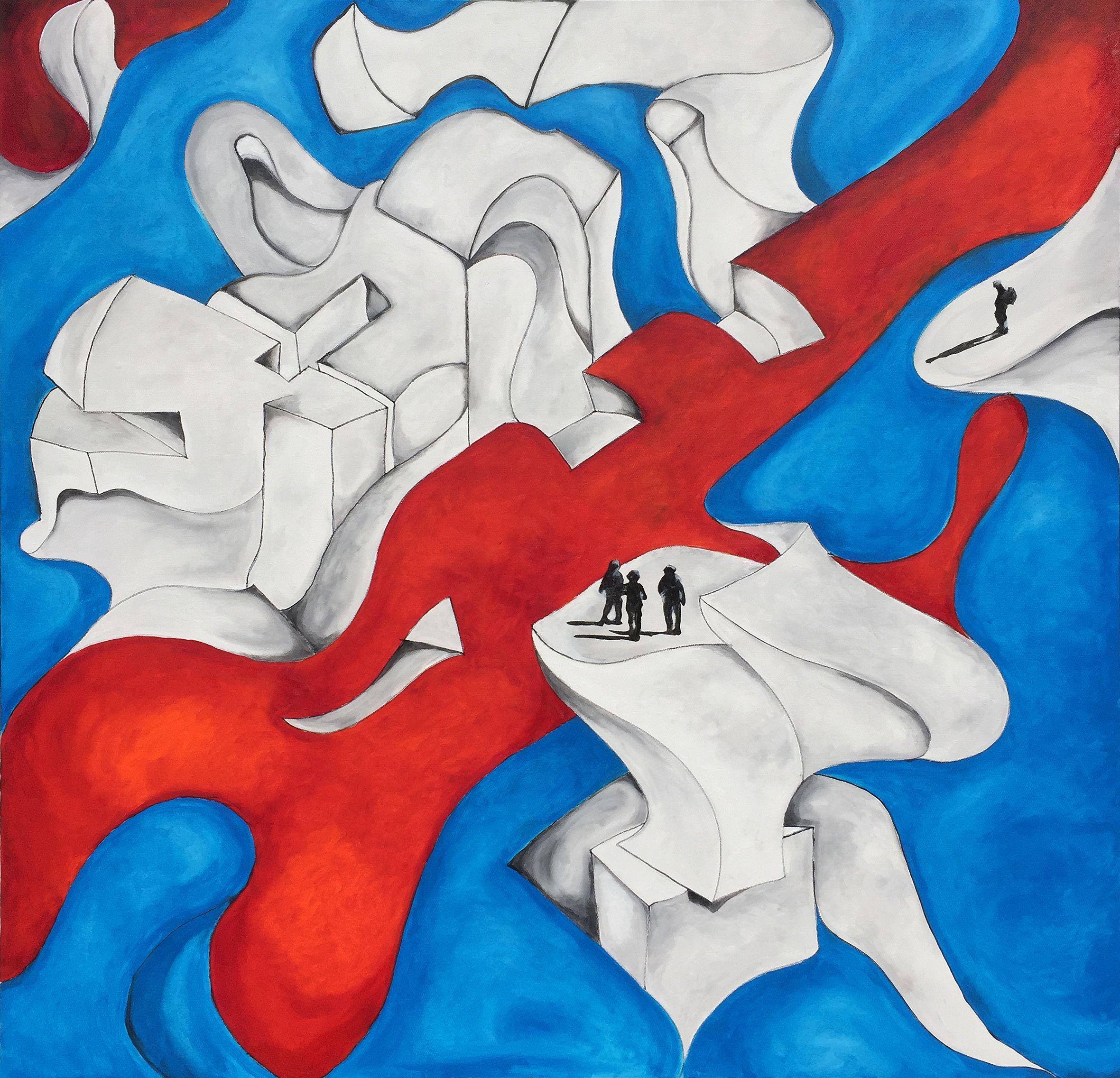 Julius Babilonia Abstract Painting - occupying the design -  a counteroffensive, Painting, Oil on Canvas