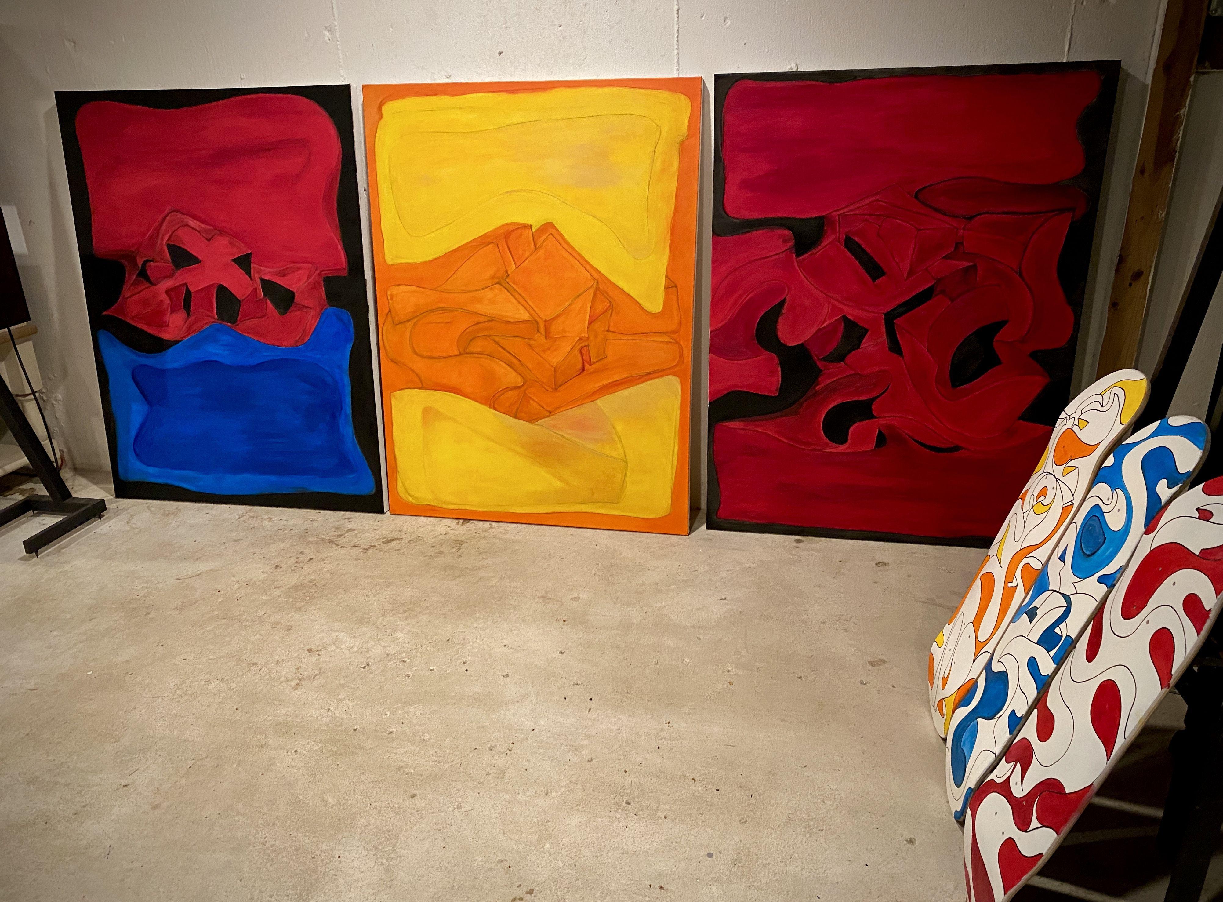 Giallo con arancio, Pittura, Olio su tela - Painting Astratto di Julius Babilonia