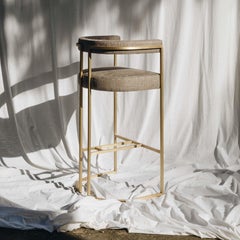 Julius Bar Stool, Leather seat, Brass Structure, COM/COL option, Portugal