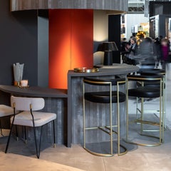 Julius Bar Stool, Leather seat, Stainless Steel Structure, Made in Portugal