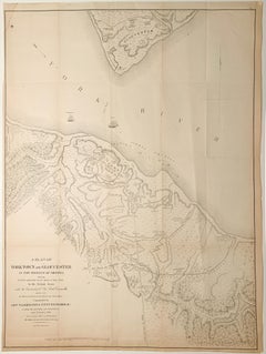 Antique Map of the American Revolution Siege of Yorktown
