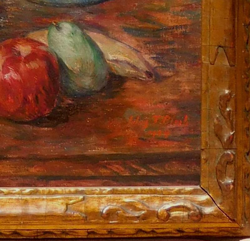 Stillleben Gemälde - Chinesisches Tablett mit Obst (Braun), Still-Life Painting, von Julius Bloch