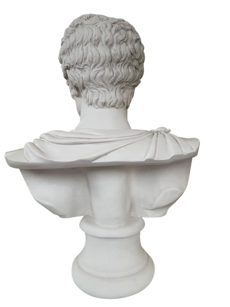 Statuary Marble Julius Caesar Bust Sculpture ‘in Toga’ with Column, 20th Century For Sale
