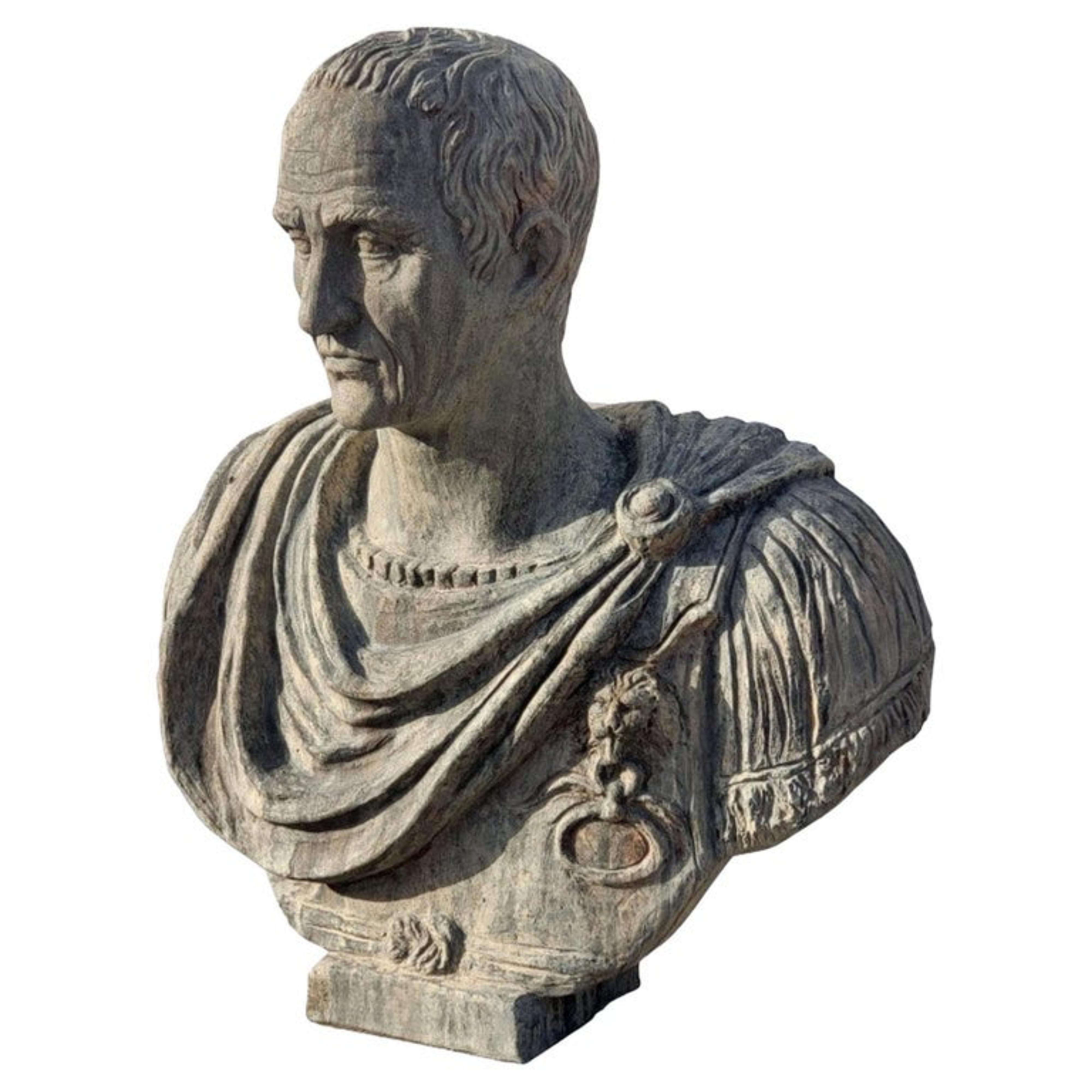 Hand-Crafted Julius Caesar Copy of a Roman Statue of the Vatican Museums Early 20th Century For Sale